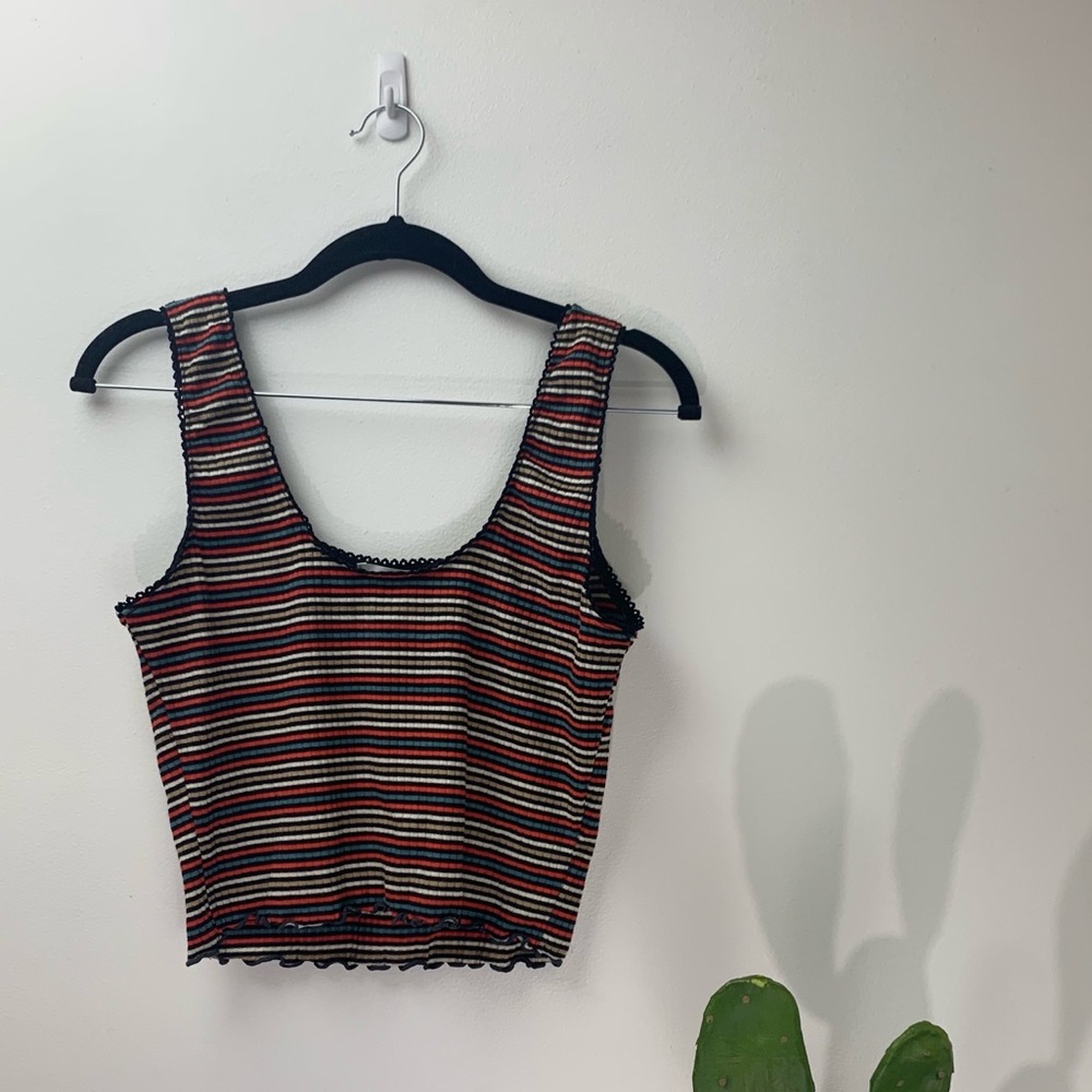 Slightly Cropped Stretchy Striped Tank Top